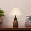 Devansh Off White Cotton Table Lamp With  Wood Natural Base (10X12.5 Inches)-25