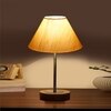 Devansh Off White Cotton Table Lamp With  Natural  Wood Base  & Steel Pipe (10X16.25 Inches)-27