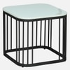 Furnamet Square Metal Nesting Coffee Table Set Black Finish White Porcelain Top Set Of 2