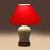 Devansh Conical Red Cotton Shade Lamp With Wood & Mosaic Glass Base For Decoration/Office/Home/Gifting/Study For Decoration/Office/Home/Gifting/Study -(10X10X14.5) Inches -A