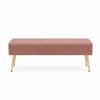 Doe Buck Upholstered Bench in Pink Colour with Channel Stitching and Gold Legs