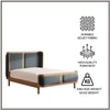 Valerio Duo-Panel Luxe King Size Bed in Grey Blue colourVelvet with Oak wood Frame
