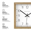 Spaces Unhooked Square Wooden Wall Clock, Natural Wood Frame, White Dial with Classic Numerals and Dot Track