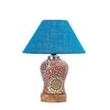 Devansh Conical Turquoise Jute Shade Lamp With Wood & Mosaic Glass Base For Decoration/Office/Home/Gifting/Study For Decoration/Office/Home/Gifting/Study -(10X10X14.5) Inches -A