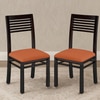 Zella Solid Wood Dining Chair in Mahogany Finish & Burnt Orange Colour - Set of 2