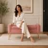 Doe Buck Upholstered Storage Bench in Pink Colour with Gold Legs