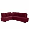 Melo 3 Seater Left Sectional Velvet Sofa Cum Bed in Maroon colour