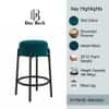 Doe Buck Modern Teal Upholstered Counter Height Bar Stool with Black Metal Frame