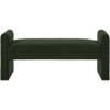 Wooden Twist Soft Hropzy Boucle Upholstered Armrest Ottoman Bench in Green Colour
