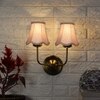Devansh Dual Gold Metal  Wallmounted Lamp With Beige Jute  Shade