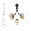 Greenwich 5 Arm Black & Amber Finish Chandelier Light