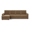 Apollo Compact Sofa (Colour : Fawn Velvet, Cushion : Hard, Back Type : High Back, Seating Capacity : Left Aligned 3 Seater + Left Aligned Chaise + Ottoman)