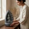 Water Fountain Lotus Sanctuary Buddha Water Fountain in Dark Grey Colour