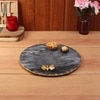 White Marble Round Platter with Gold Foil Work and Brass Butterfly Embedding, Multi-Utility