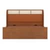 Fiji Wingback Cane and Solid Wood Queen Size Hydraulic-Storage Bed in Nappa tan Leatherette