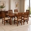 Globally Indian Ananta Solid Sheesham Wood 6 Seater Dining Table Set 6 Chairs Beige