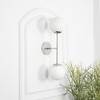 Balts Twin Wall Light In Chrome Finish With Opal Glass Globe Shades