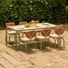 Dastoori Ceramic Tile Outdoor Dining Table with Six Chairs in Beige Colour