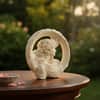 Lady Face Ring Sculpture Showpiece Off White Decorative Table Accent 25 cm