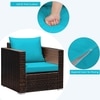 Carry Bird Wicker Patio Furniture Outdoor Balcony Chairs In Brown And Blue Colour