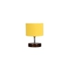 Merlin Yellow cotton table lamp with brown wood base