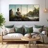 The Castle Decor Lord Buddha Meditation Wall Painting Wooden Framed 27x48 Inch (Style 27)