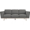 Scandinavian Civic Three Seater Sofa Dark Grey Natural Wood Finish
