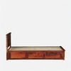 Zvya Solid Wood Single  Size Upholstered Bed With Box Storage (Honey Finish)