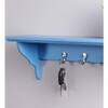 Wooden Wall Shelf with 3 Key Hooks in Blue Colour