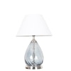 DECADE Blue Luster Glass and Metal Table Lamp With White Cotton Shade