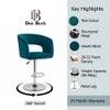 Doe Buck Adjustable Upholstered Bar Stool in Teal Colour with Chrome Base