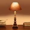 Devansh Grey Cotton Table Lamp With  Wood Natural Base (10X10X21 Inches)-32