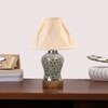 Devansh Off-White Cotton Shade Curtain  Lamp With Wood & Mosaic Glass Base For Decoration/Office/Home/Gifting/Study For Decoration/Office/Home/Gifting/Study