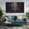 The Castle Decor Beautiful Ganesha Wall Art Set of 5 Wooden Framed Digital Painting 27x48 Inch