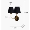 Devansh Metal Electric Wall Light in Gold Colour with Black Shade Count of 2 Lights
