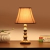 Devansh Off-White Cotton Vintage  Lamp With Wood Base (12X8X18.25)