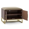 Nina 4 Pairs Solid Wood Shoe Cabinet With Seat In Mango Walnut Finish Taupe Leatherette