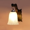 Devansh Solid Wood Electric Wall Light in Brown Colour with White Shade Count of 1 Light