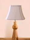 Devansh Off-White Cotton Vintage  Lamp With Wood Base (12X8X20.75)