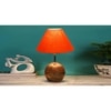 Orange cotton with Natural Wood Table Lamp