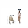 Bicasso Solid Wood Dining Table with Six Chairs in Grey Colour