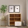 Hexa Engineered Wood Bookshelf Multipurpose Storage Rack in Giant Wood and Frosty White Colour