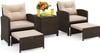 Carry Bird Wicker Patio Furniture Outdoor Balcony Chairs In Brown And Beige Colour