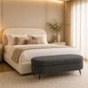Doe Buck Luxury Boucle Storage Bench in Grey Colour with Gold Tipped Legs