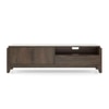 Lunar Solid Wood and Carrara White Marble TV Unit in Danish Walnut Finish