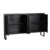 Admire Solid Mango Wood Sideboard with 4 Door in Dark Finish with Metal Base