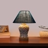 Devansh Conical Turquoise Jute Shade Lamp With Wood & Mosaic Glass Base For Decoration/Office/Home/Gifting/Study For Decoration/Office/Home/Gifting/Study -(10X10X14.5) Inches -A