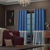 Stoa Paris Satin Curtain for Door, 70% Blackout Curtains, Sun Protection, Set of 2, Versailles - Blue Monarch