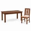 Globally Indian Ananta Solid Sheesham Wood 6 Seater Dining Table Set 6 Chairs Beige