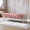 Hoslo Velvet 2 Seater Ottoman Bench in Peach & Grey Color